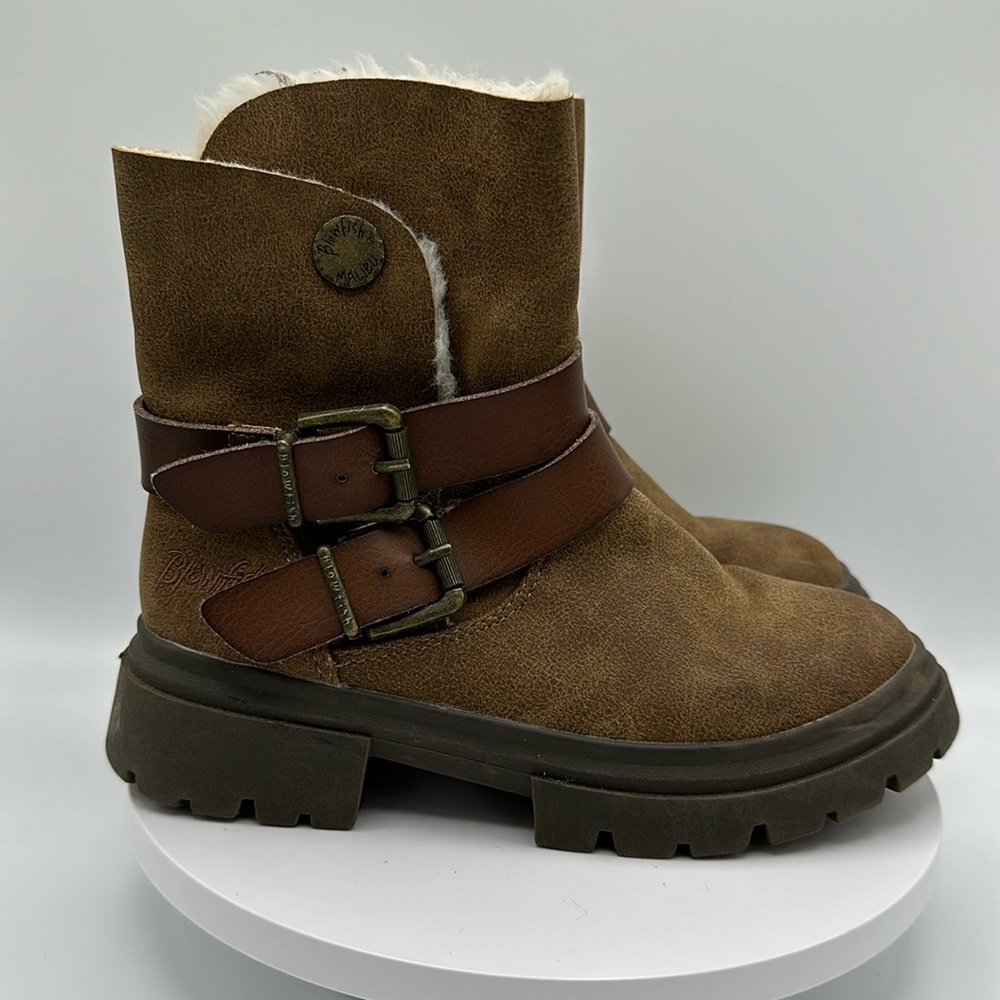 BLOWFISH Girls Lace-Up Leather Boots, Size 13